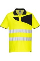 Portwest PW212 Short Sleeve Hi-Vis Cotton Comfort Polo Shirt Yellow/Black