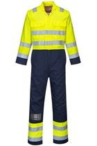 Portwest BIZ7 Yellow/Navy Bizflame Work Hi-Vis Anti-Static Coverall