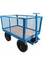 1tonne Heavy Duty Site Trolley c/w Solid Wheels and Removable Mesh Sides